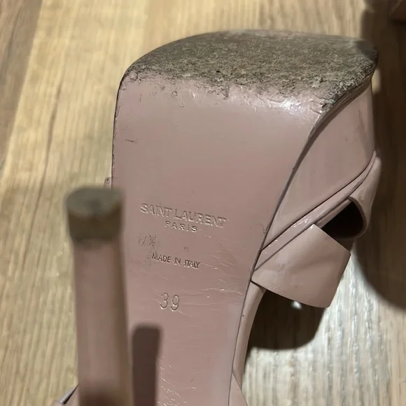 Saint Laurent blush pink YSL sandals 39 tribute patent